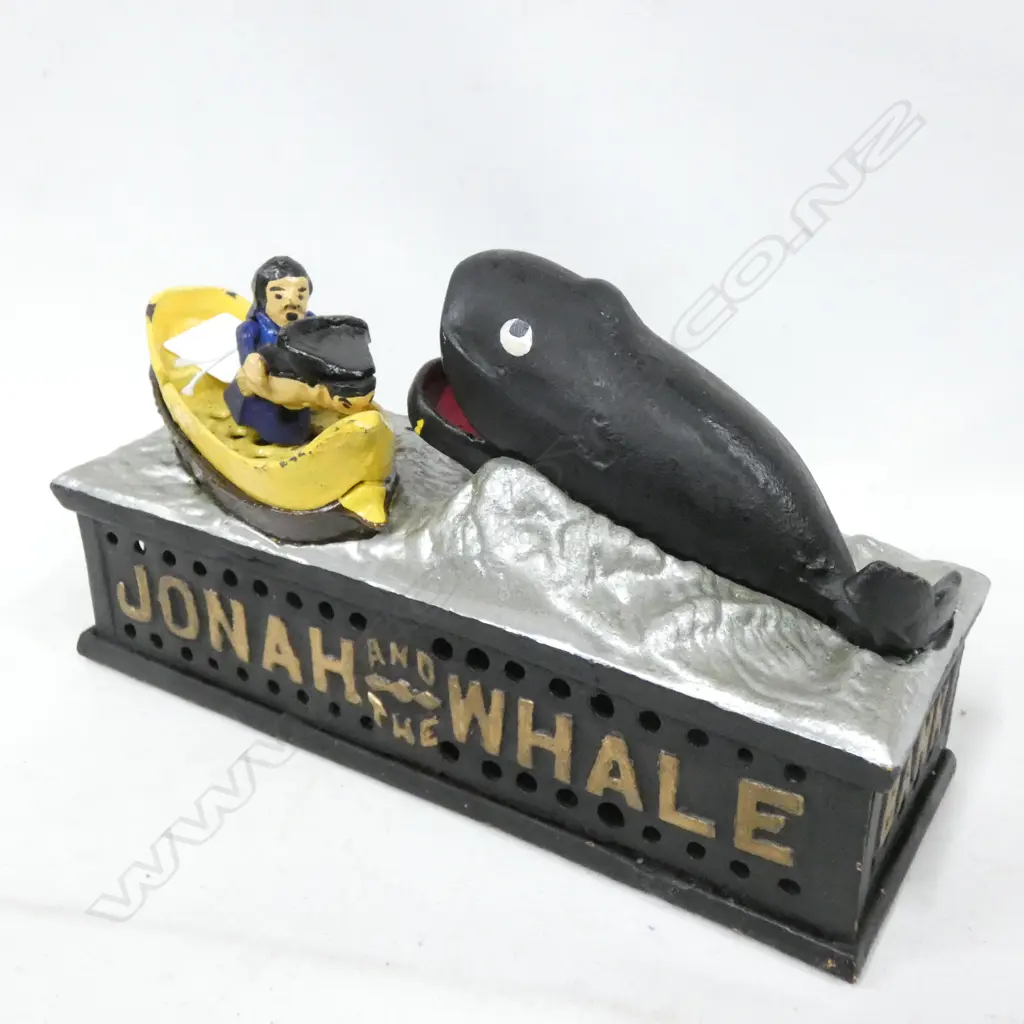 LG CAST IRON MONEY BOX - JONAH & THE WHALE L. 240MM Image 1++